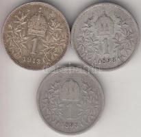 Ausztria 1893-1915. 1K Ag (3x)2klf T:2-,3 Austria 1893-1915. 1 Corona Ag (3x) 2diff C:vF,F
