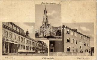 Budapest XV. Rákospalota, katolikus templom, Polgári iskola, Wagner gimnázium (wet damage)