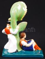 A leskelődő, jelzett (Berki), mázas kerámia, hibátlan, m:14 cm