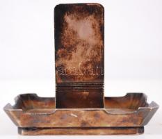 cca 1900 Hacker és Társa ezüstözött gyufa- és hamutartó a New York kávéház címerével / 
Hacker silve...