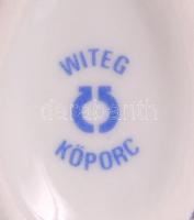 Kis porcelántétel: matricás díszítésű ékszeres dobozka Kékestetőről, és egy tojás alakú bonbonier Wi...