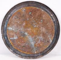 Régi alpakka tálca peremén virág díszítéssel, d:31 cm