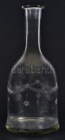 Régi, vésett díszítésű borosüveg (száján kis sérüléssel) /  Vintage wine bottle (with minor fault), 25cm, 1l