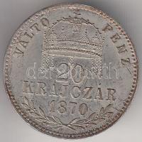1870KB 20Kr "Váltó Pénz" Ag T:2