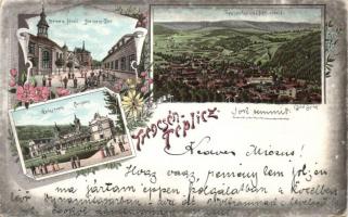1898 Trencsénteplic Hamam spa, sanatorium, litho (EK)