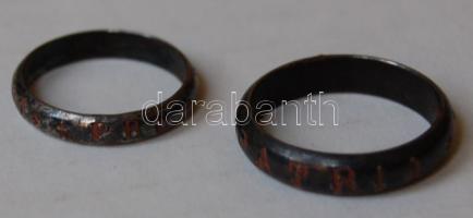 1914. 2 db klf. méretű vasgyűrű "Pro Patria 1914" vésettel (vasat aranyért)