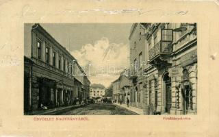 Nagybánya Felsőbánya street, ironware shop of Kellner and Sándor, the shop of József Weisz (EK)