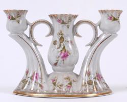 Asztali gyertyatartó, jelzett Chodziez lengyel, matricás, hibátlan, m:15 cm, h:18 cm