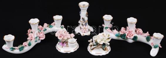 Gyertyatartó tétel, apró lepattanások, többség jelzett, összesen 5 db / candle stick set