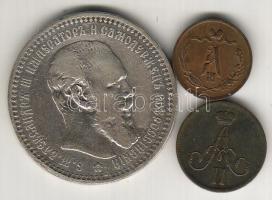 Oroszország 1862. Denga (1/2 Kopek) T:2/3 + 1889. 1/2k T:2 + 1893. 1R ezüst T:3