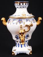 Orosz jelzett szamovár, hiányos, kézzel festett, hibátlan, m:21 cm