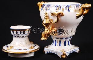 Orosz jelzett szamovár, hiányos, kézzel festett, hibátlan, m:21 cm