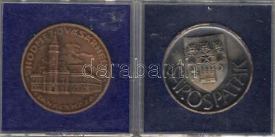 Dátum nélkül "Hódmezővásárhely + Sárospatak" 2 klf fém emlékérem plombált tokban T:1