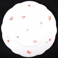 Zsolnay virágos süteményes készlet, jelzett, egyik tányér sérült, matricás