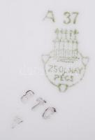 Zsolnay virágos süteményes készlet, jelzett, egyik tányér sérült, matricás