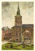 5 darabos régi holland, szignós városképes képeslapsorozat eredeti tokjában, "Képeslap a gyerme...