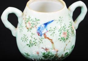 Jelzett japán cukortartó fedél nélkül, kézzel festett, m:10 cm