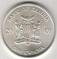 Zambia 2001. 5000Kw (1oz.) "Elefánt" ezüst T:1