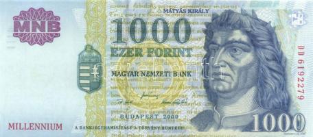 2000. 1000Ft "DD" (3x) "Millennium" egymás utáni sorszámmal T:I