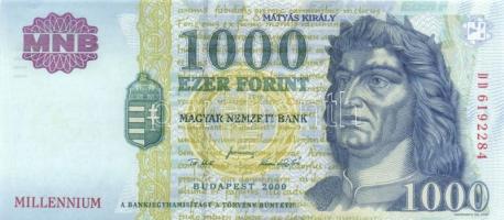 2000. 1000Ft "DD" (3x) "Millennium" egymás utáni sorszámmal T:I