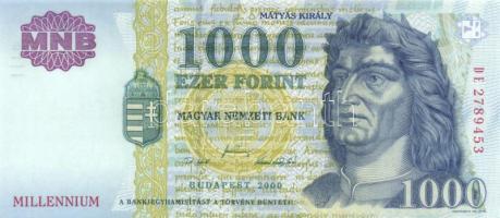2000. 1000Ft "DE" (2x) "Millennium" egymás utáni sorszámmal T:I