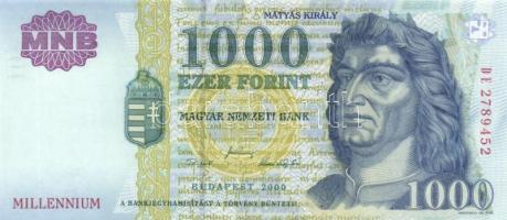 2000. 1000Ft "DE" (2x) "Millennium" egymás utáni sorszámmal T:I