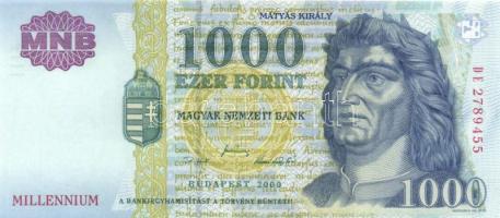 2000. 1000Ft "DE" (2x) "Millennium" egymás utáni sorszámmal T:I