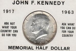 Amerikai Egyesült Államok 1964. 1/2$ Ag "Kennedy" T:1 Emlékkiadás eredeti tokban! USA 1964. 1/2 Dollar Ag "Kennedy" C:Unc Commemorative coin in original case!