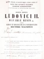 1868 Bajor Tudományegyetem filozófus oklevél / 
Bavarian philosopher diploma 44x60 cm