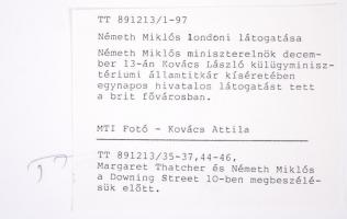 1989. 12. 13. Margaret Thatcher és Németh Miklós a Downing Street 10-ben megbeszélésük előtt. Kovács...