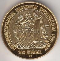 "Magyar aranypénzek utánveretben - Ferenc József jubileumi 100 korona" aranyozott Ag(0.999) emlékérem (5.5g) T:PP csak 2009db!