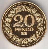 "Magyar aranypénzek utánveretben - arany 20 pengő 1928" aranyozott Ag(0.999) emlékérem (5.5g) T:PP csak 2009db! Tanúsítvánnyal!