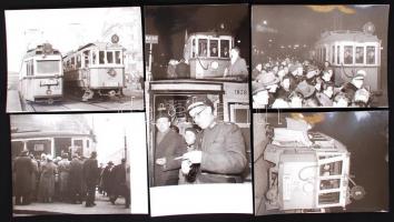 1971 12db-os sajtófotó-sorozat a budapesti villamosok közlekedéséről, 18x24cm