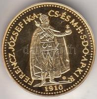 "Magyar aranypénzek utánveretben - Ferenc József 10 korona" aranyozott Ag(0.999) emlékérem...