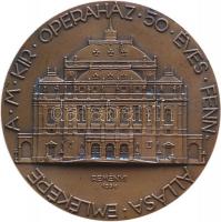 Reményi József (1887-1977) 1934. "A M. Kir. Operaház 50 Éves Fennállásának Emlékére" Br em...
