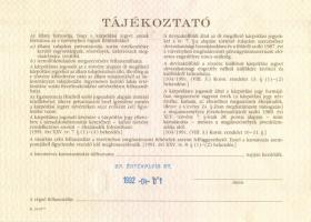 1991. Kárpótlási jegy 1000Ft-ról "A" sorozat (2x) egymás utáni sorszámmal T:I