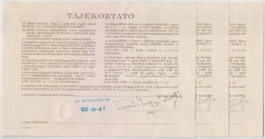 1991. Kárpótlási jegy 1000Ft-ról "A" sorozat (3x) egymás utáni sorszámmal T:I