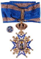 Szerbia 1921. "Szent Száva Rend III. Osztálya" aranyozott ezüst kitüntetés zománcozással, hátoldalon "1883"-as évszámmal, előoldalon Szent Száva portréjával, gomblyukjelvénnyel és eredeti Huguenin Fréres of Le Locle (Svájc) adományozói dísztokban! T:1- doboz kopottas Serbia 1921. "Order of St. Sava III class" decoration in original fitted embossed case of issue by Huguenin Fréres of Le Locle (Switzerland) C:AU