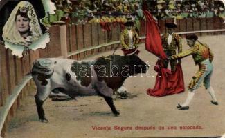 Bullfighting, Vicente Segura after a lunge