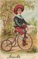 Child with bike litho (EK)