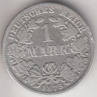 Német Birodalom 1875D 1M Ag T:2-
German Empire 1875D 1 Mark Ag C:VF