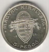 1938. 5P "Szt. István" ezüst T:1/2 pici ph.