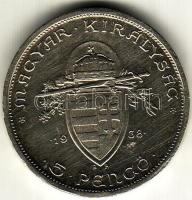 1938. 5P "Szt. István" ezüst T:2/3 pici ph.