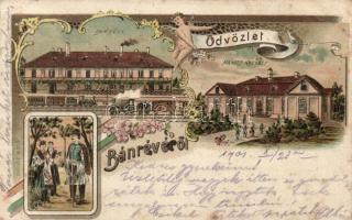 Bánréve vasútállomás, Hámos kastély, folklór, litho (kis szakadás / small tear)