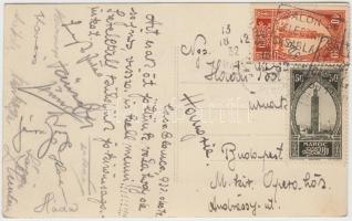 1932 A ferencvárosi futballcsapat üdvözlő képeslapja Casablancából a tagok aláírásával (Székely, Háda, Korányi stb.)