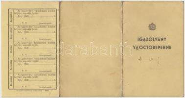 1945 Belügyminisztériumi titkár orosz-magyar személyi igazolványa