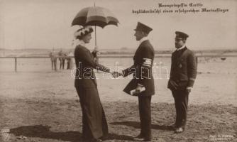 Duchess Cecilie of Mecklenburg-Schwerin congratulates navy pilot (non pc)
