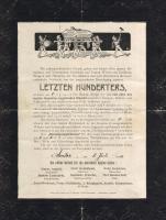 Ausztria 1912. Tréfás német nyelvű  nyomtatvány - gyászjelentés az utolsó 100K-ás temetéséről