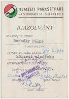 1948 Nemzeti Parasztpárt Nagybudapest Szervezete igazolvány