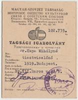 1949 Magyar-Szovjet Társaság tagsági igazolvány bélyegekkel